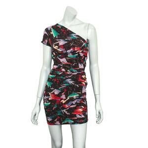 IRO Women's size 34 Cabinda Gathered Dress in Abstract Black Multi NWT $680